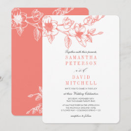 Invitation Branche Chic Floral Magnolia | Corail | MARIAGE