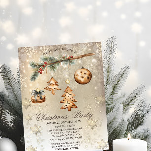 Invitation Branche d'arbre, Ornements, Étoiles Or