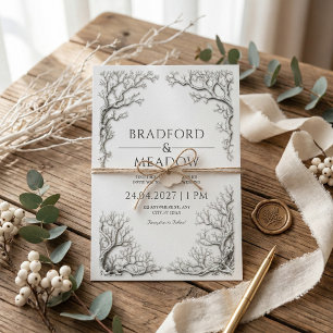 Invitation Branche d'Argent Noueuse Bordure Gothique de Maria