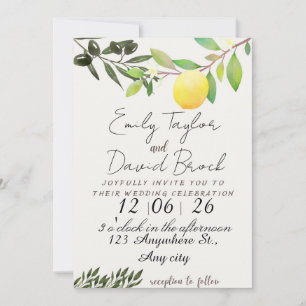 Invitation branche de feuille de vert olive et mariage de cit