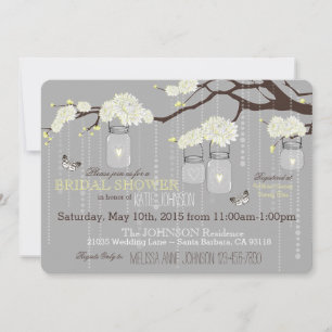 Invitation Branche de fleurs Dahlia Fête des mariées moderne