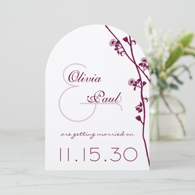 Invitation Branche de fleurs sauvages de prunier Mariage Enre (Debout devant)
