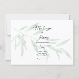 Invitation Branche de olivier aquarelle