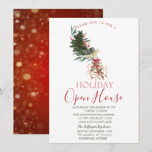 Invitation Branche de pin aquarelle, Mistletoe Open House 