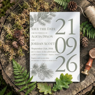 Invitation Branche de pin rustique Save the Date végétation