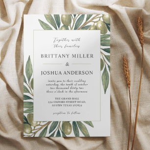 Invitation Branche d'olive Mariage moderne italien
