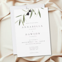 Branche d'olivier Aquarelle Mariage Élégant Minima