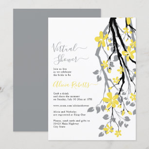 Invitation Branche grise, fleurs jaunes douche de nuptiale vi