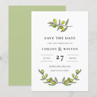 Branche Olive moderne Enregistrer la date