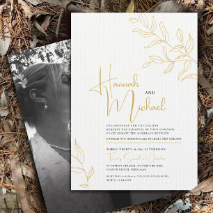 Invitation Branche or jaune feuille croquis mariage