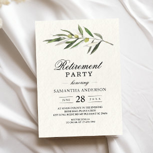 Invitation Branche simple à l'aquarelle vert olive