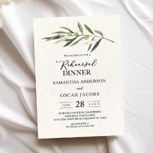 Invitation Branche simple à l'aquarelle vert olive