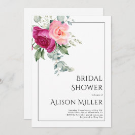 Invitation Branches avec fleurs rose rose douche nuptiale