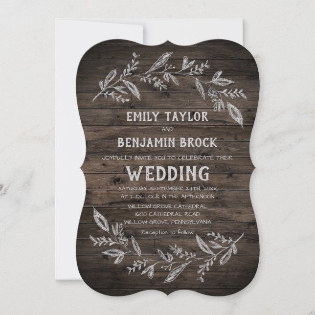 Invitation Branches courbes | Mariage en bois (Devant)