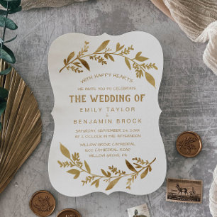 Invitation Branches courbes   Or le Mariage de