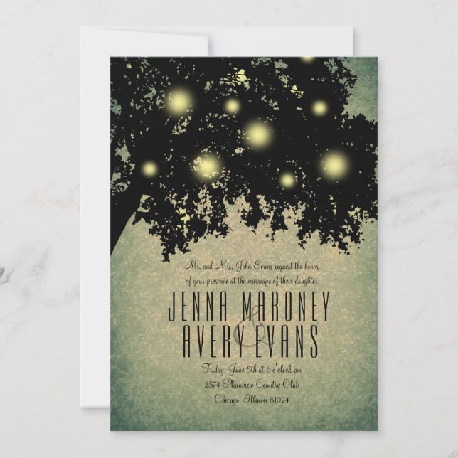 Invitation Branches d'arbre rustique Mariage lumineux (Devant)