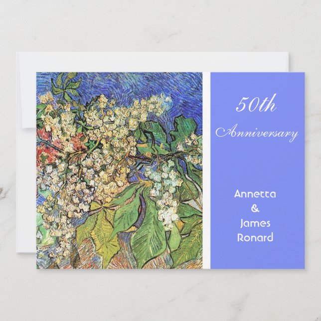 Invitation Branches de châtaignes en fleurs, Van Gogh. (Devant)