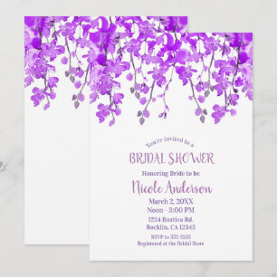 Invitation Branches de fleurs d'orchidées violettes de printe