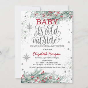 Invitation Branches de houx à baies Baby Shower