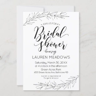 Invitation Branches de la main tiré nuptiale Douche Invitatio