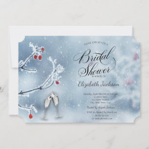 Invitation Branches de merveilleux hiver Fête de mariage bleu