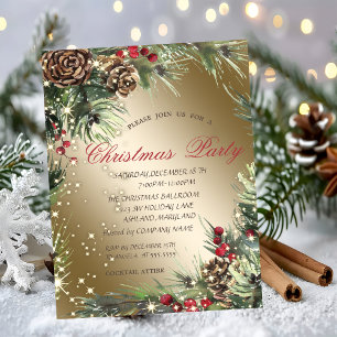 Invitation Branches de pin Cônes de pin Fête de Noël