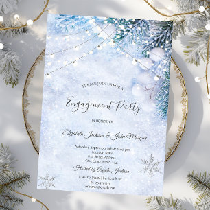 Invitation Branches de pin, Lumières de Noël à fil neigeux Fi