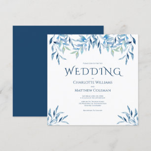 Invitation Branches de saule bleu, Aquarelle, Mariage