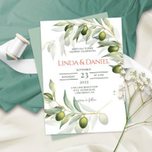 Branches d'olive Aquarelle Mariage rustique