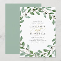 Branches d'olive peintes| Mariage d'aquarelle simp