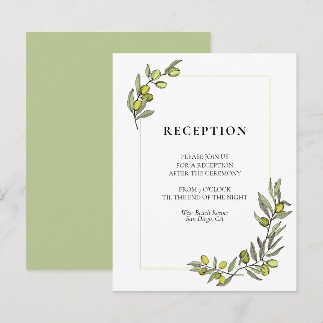 Invitation Branches d'olivier encadrent la réception de maria (Devant / Derrière)
