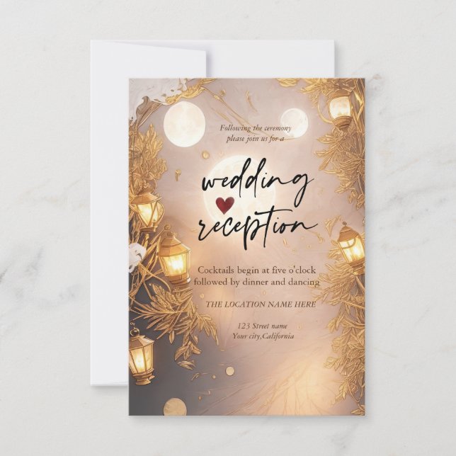 Invitation Branches élégantes Réception Rustique Lanterne (Devant)