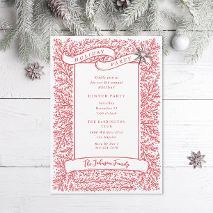 Invitation Branches généreuses Noël rouge et blanc