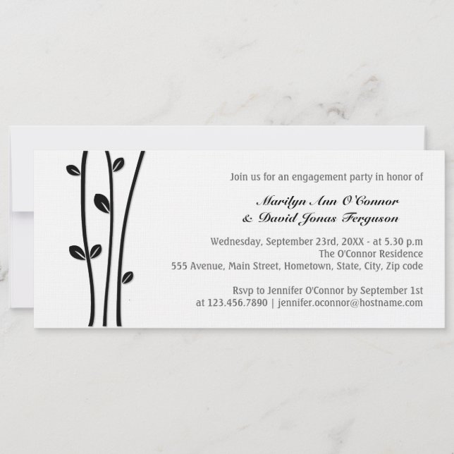 Invitation Branches noires en feuilles (Devant)