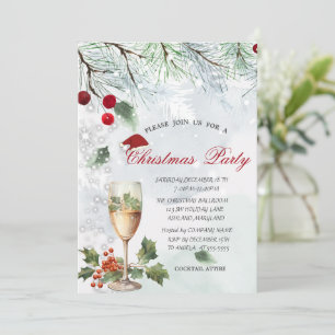 Invitation Branches, Verre, Berry Holly, Noël d'entreprise
