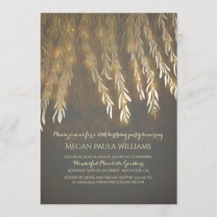 Invitation Branches vintage Gold Willow Tree Fête d'anniversa
