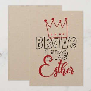 Invitation Brave Like Esther - Inspirant Art Juif Purim