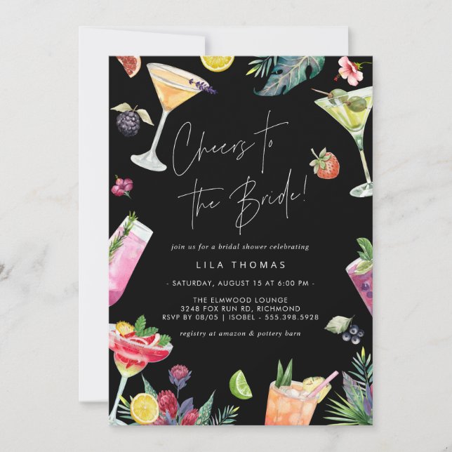 Invitation Bravo à l'épouse | Cute Cocktails Fête des mariées (Devant)