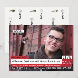 Invitation Breaking News Graduation 🚨 Spécialisé TV Graphic