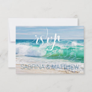 Invitation Breaking Waves Beach Wedding RSVP