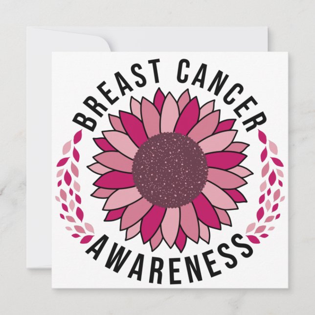 Invitation Breast Cancer Awareness Support Pink Flower (Devant)