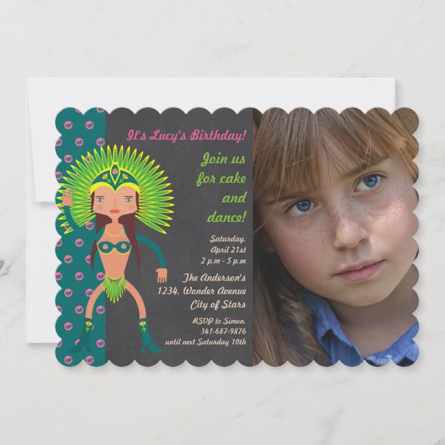 Invitation Brésil Samba Anniversaire de la fête photo invitat (Devant)