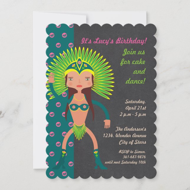 Invitation Brésil Samba girl Anniversaire de fête (Devant)
