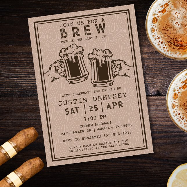 Invitation Brews Before the Baby's Due Men's Diaper Party  (Brews Before the Baby's Due Men's Diaper Party Invitation)