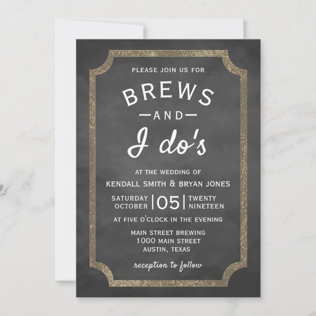 Invitation Brews et I Do's Brewery Chalkboard Mariage (Devant)