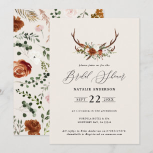 Invitation Bridal douche en terre cuite stag élégante flore r
