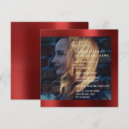 Invitation Bridal Foto Graduation Anniversaire Ruby Red Metal