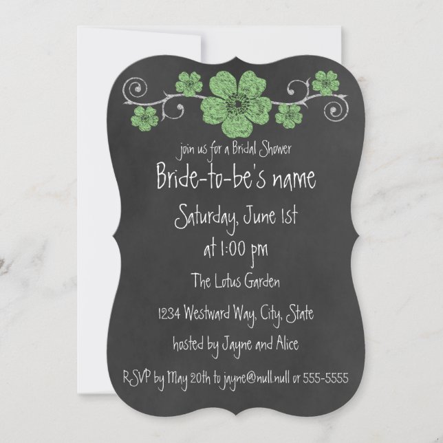 Invitation Bridal Rose de Chalkboard vert sauvage (Devant)