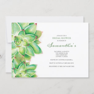 Invitation BRIDAL SHOWER, Aquarelle Succulente