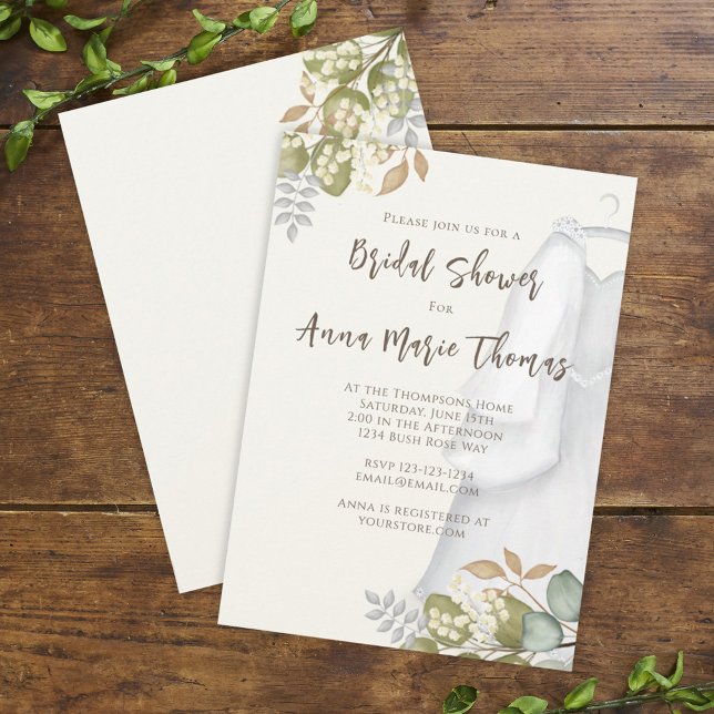 Invitation Bridal Shower Autumn Leaves Wedding Dress Elegant (Créateur téléchargé)